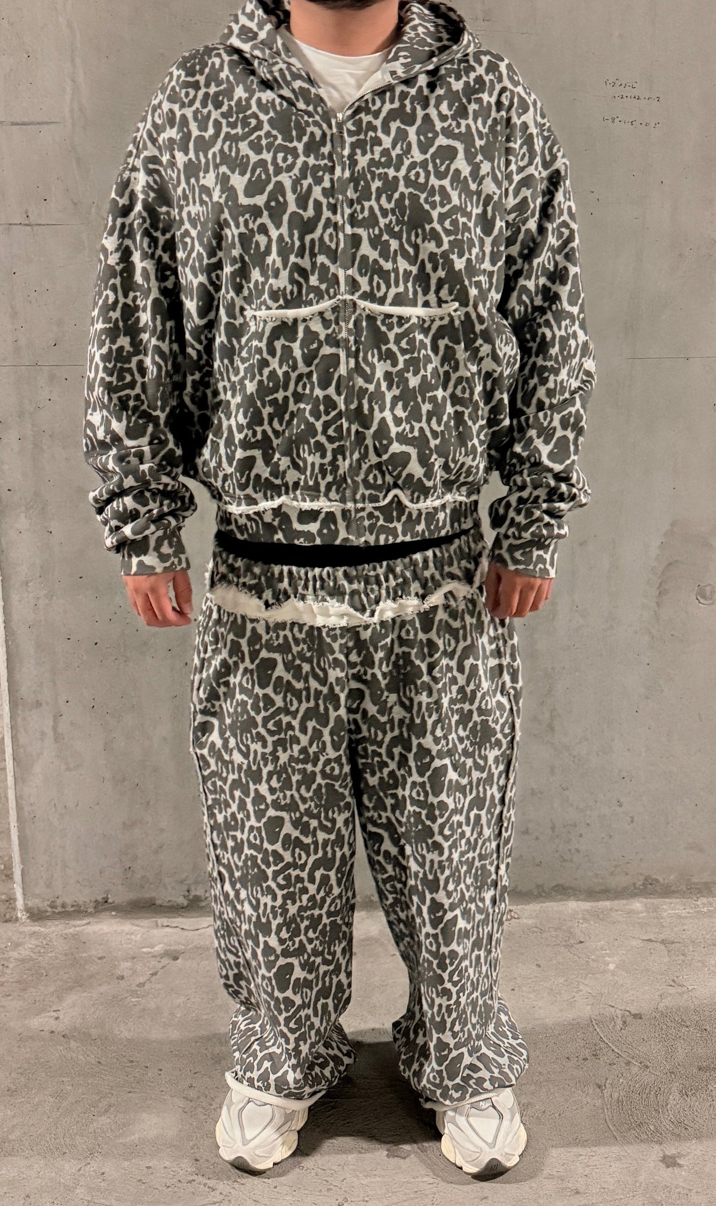 Distressed Snow Leopard Zip Up