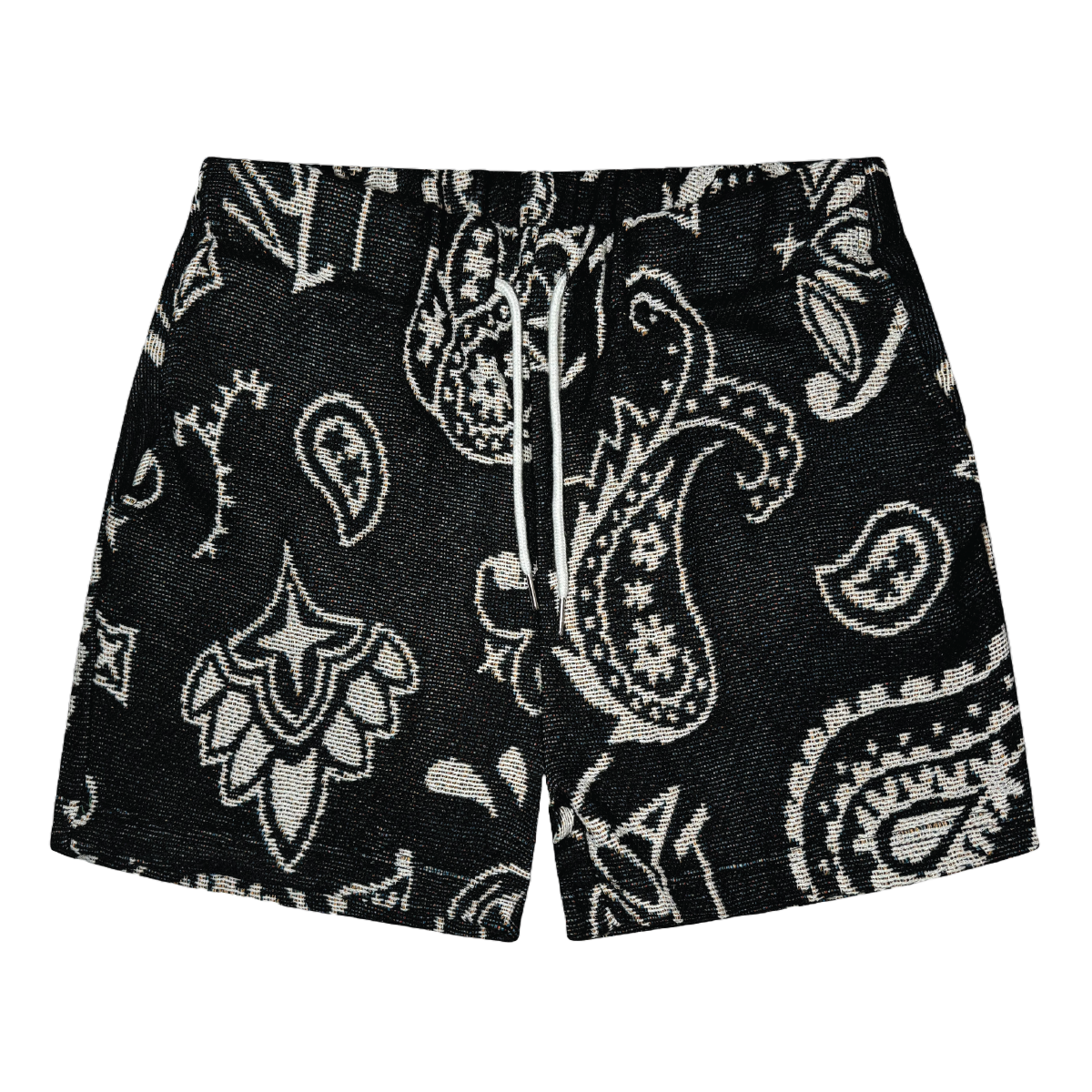 Tapestry Paisley Shorts in Black