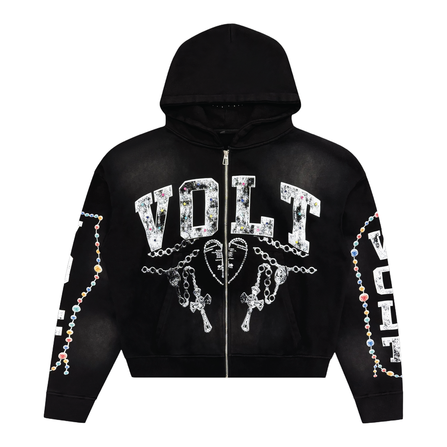 Gem Zip Up in Washed Black