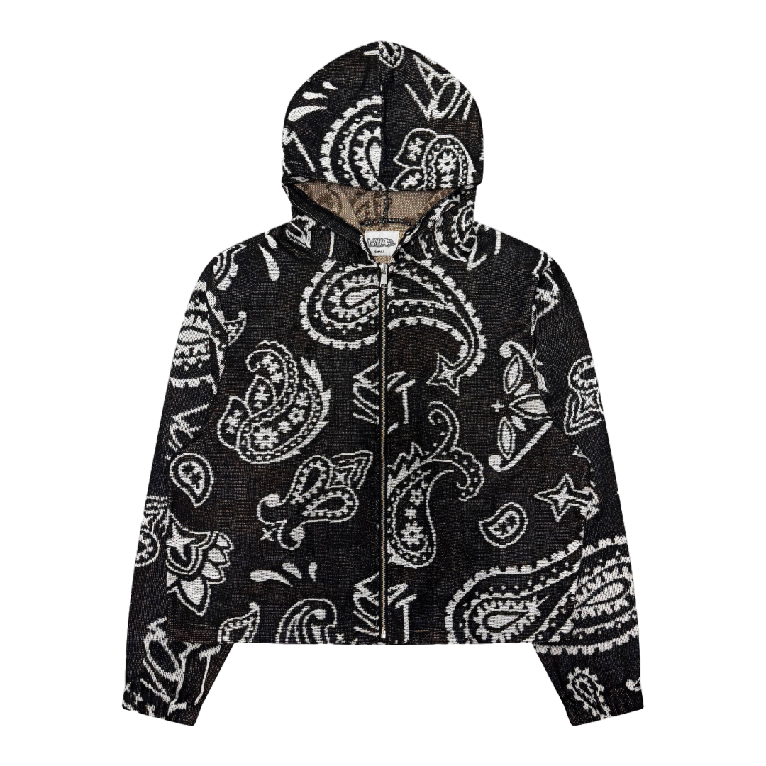 Tapestry Paisley Zip Up Hoodie