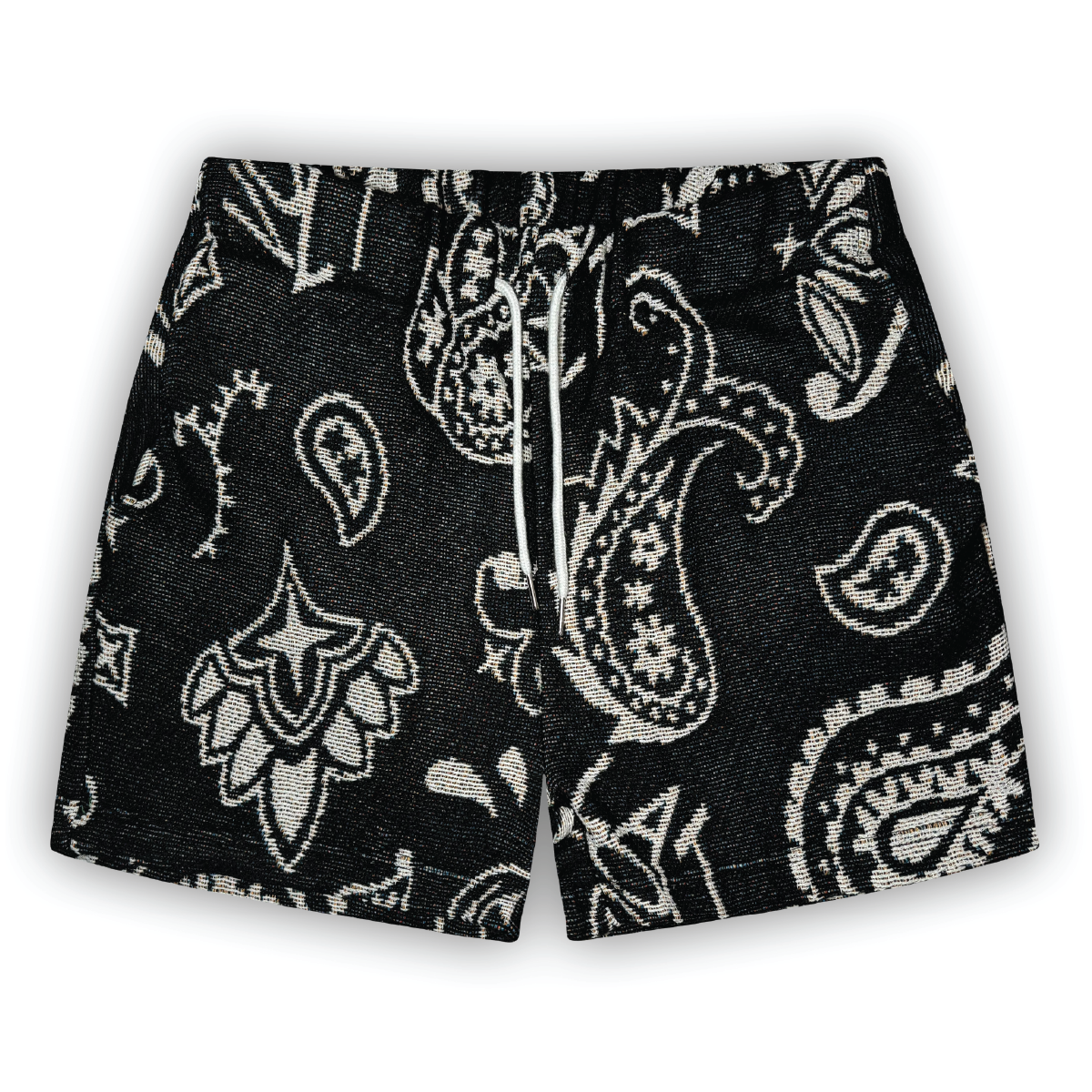 Tapestry Paisley Shorts in Black