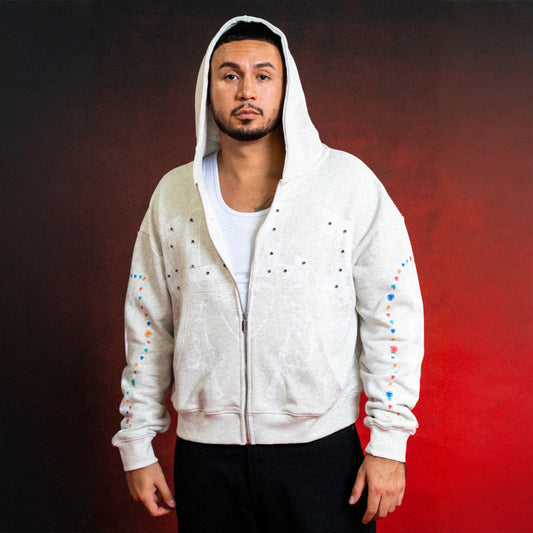 Gem Zip Up in Grey Oatmeal