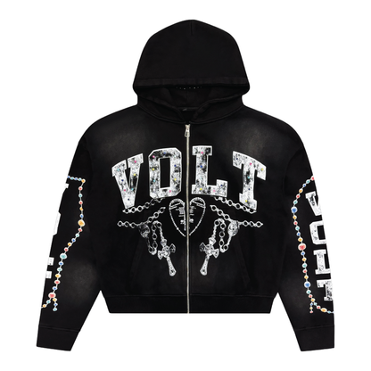Gem Zip Up in Washed Black