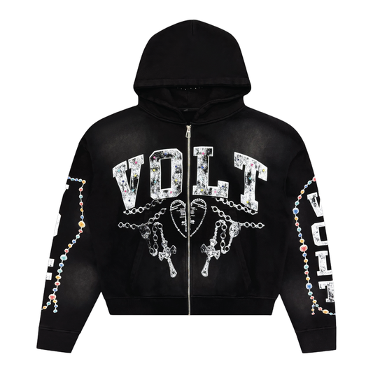 Gem Zip Up in Washed Black