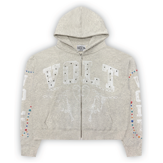 Gem Zip Up in Grey Oatmeal