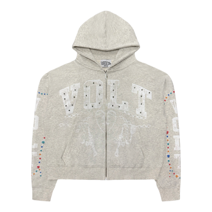 Gem Zip Up in Grey Oatmeal