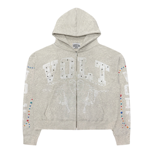 Gem Zip Up in Grey Oatmeal